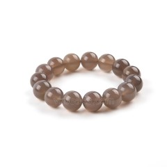 Grey Agate Smooth Round Beads Stretchy Bracelets, Approx 14mm, Sell by Piece