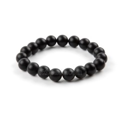 Black Agate Matte Round Beads Stretchy Bracelets, Approx 10mm, Sell by Piece