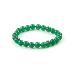 Green Agate Smooth Round Beads Stretchy Bracelets, Approx 8mm, Sell by Piece