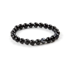 Black Lace/Banded Agate Smooth Round Beads Stretchy Bracelets, Approx 8mm, Sell by Piece