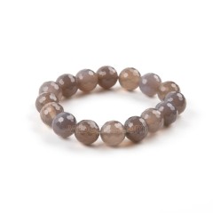 Grey Agate Faceted Round Beads Stretchy Bracelets, Approx 12mm, Sell by Piece