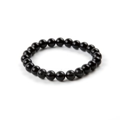 Black Agate Smooth Round Beads Stretchy Bracelets, Approx 8mm, Sell by Piece