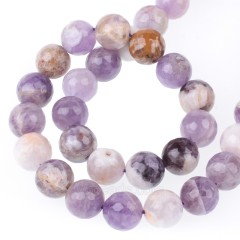 Flower Amethyst Faceted Round Beads Strands, 128 Facets, Approx 4-12mm, 38cm/strand