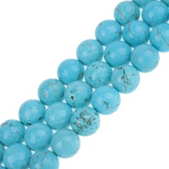 Green Turquoise Faceted Round Beads Strands, 128 Facets, Approx 4-16mm, 38cm/strand