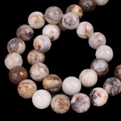 American Petrified Wood Jasper Faceted Round Beads Strands, 128 Facets, Approx 4-12mm, 38cm/strand