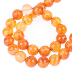 Red Agate Faceted Round Beads Strands, 128 Facets, Approx 4-14mm, 38cm/strand