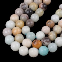 Multicolor Amazonite Faceted Round Beads Strands, 128 Facets, Approx 4-18mm, 38cm/strand