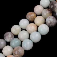 Multicolor Amazonite Faceted Round Beads Strands, 128 Facets, Approx 4-18mm, 38cm/strand