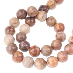 Petrified Wood Jasper Faceted Round Beads Strands, 128 Facets, Approx 4-12mm, 38cm/strand