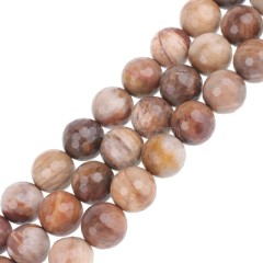 Petrified Wood Jasper Faceted Round Beads Strands, 128 Facets, Approx 4-12mm, 38cm/strand