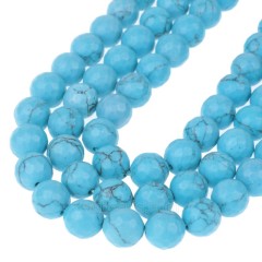 Blue Turquoise Faceted Round Beads Strands, 128 Facets, Approx 4-14mm, 38cm/strand