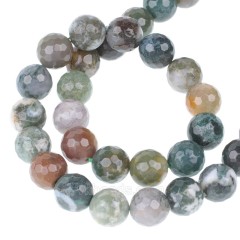 Indian Agate/Fancy Jasper Faceted Round Beads Strands, 128 Facets, Approx 4-12mm, 38cm/strand