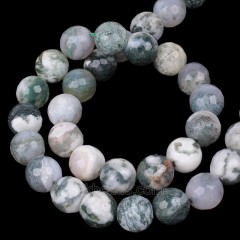 Tree Agate Faceted Round Beads Strands, 128 Facets, Approx 4-8mm, 38cm/strand