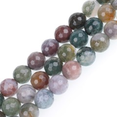Indian Agate/Fancy Jasper Faceted Round Beads Strands, 128 Facets, Approx 4-12mm, 38cm/strand