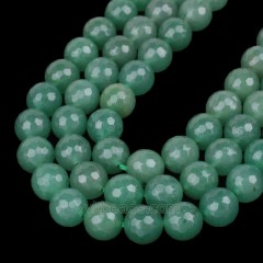 Green Aventurine Faceted Round Beads Strands, 128 Facets, Approx 4-12mm, 38cm/strand