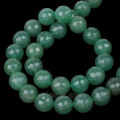 Green Aventurine Faceted Round Beads Strands, 128 Facets, Approx 4-12mm, 38cm/strand