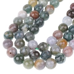 Indian Agate/Fancy Jasper Faceted Round Beads Strands, 128 Facets, Approx 4-12mm, 38cm/strand