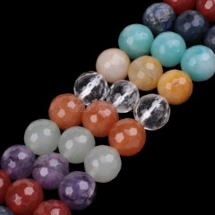 Multi Gemstones Faceted Round Beads Strands, 128 Facets, Approx 4-12mm, 38cm/strand