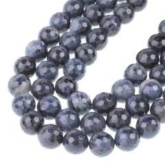 Dumortierite Faceted Round Beads Strands, 128 Facets, Approx 4-12mm, 38cm/strand
