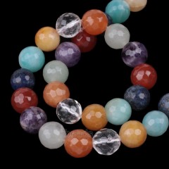Multi Gemstones Faceted Round Beads Strands, 128 Facets, Approx 4-12mm, 38cm/strand