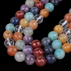 Multi Gemstones Faceted Round Beads Strands, 128 Facets, Approx 4-12mm, 38cm/strand