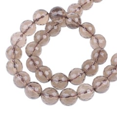 A Grade Smoky Quartz Faceted Round Beads Strands, 128 Facets, Approx 4-12mm, 38cm/strand