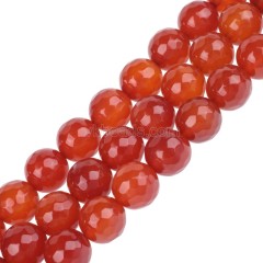 Red Agate Faceted Round Beads Strands, 128 Facets, Approx 4-14mm, 38cm/strand
