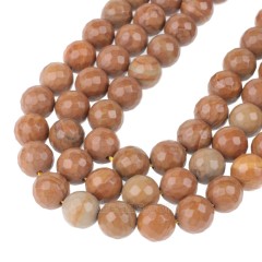 Yellow Wood Lace Stone Wooden Jasper Faceted Round Beads Strands, 128 Facets, Approx 4-12mm, 38cm/strand