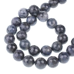 Dumortierite Faceted Round Beads Strands, 128 Facets, Approx 4-12mm, 38cm/strand