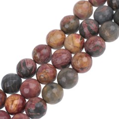 New Picasso Jasper Faceted Round Beads Strands, 128 Facets, Approx 4-12mm, 38cm/strand