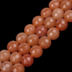 Red Aventurine Faceted Round Beads Strands, 128 Facets, Approx 4-12mm, 38cm/strand