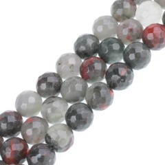 African Bloodstone Faceted Round Beads Strands, 128 Facets, Approx 4-12mm, 38cm/strand
