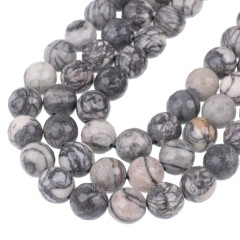 Black Veined Jasper Faceted Round Beads Strands, 128 Facets, Approx 4-12mm, 38cm/strand