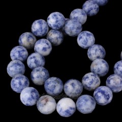 Blue Spot Jasper Faceted Round Beads Strands, 128 Facets, Approx 4-14mm, 38cm/strand