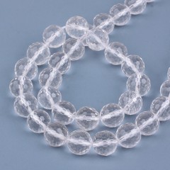 AB Grade Clear Quartz Faceted Round Beads Strands, 128 Facets, Approx 4-12mm, 38cm/strand