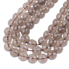 A Grade Smoky Quartz Faceted Round Beads Strands, 128 Facets, Approx 4-12mm, 38cm/strand