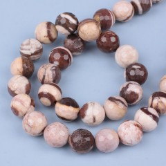 Australian Zebra Jasper Faceted Round Beads Strands, 128 Facets, Approx 4-12mm, 38cm/strand