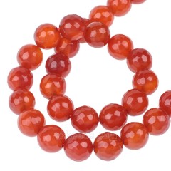 Red Agate Faceted Round Beads Strands, 128 Facets, Approx 4-14mm, 38cm/strand