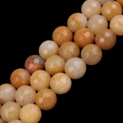 Yellow Jade Agate Faceted Round Beads Strands, 128 Facets, Approx 4-12mm, 38cm/strand