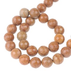 Yellow Wood Lace Stone Wooden Jasper Faceted Round Beads Strands, 128 Facets, Approx 4-12mm, 38cm/strand