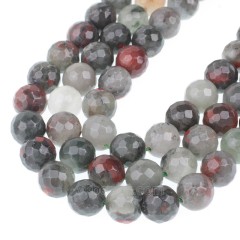 African Bloodstone Faceted Round Beads Strands, 128 Facets, Approx 4-12mm, 38cm/strand