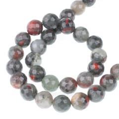 African Bloodstone Faceted Round Beads Strands, 128 Facets, Approx 4-12mm, 38cm/strand