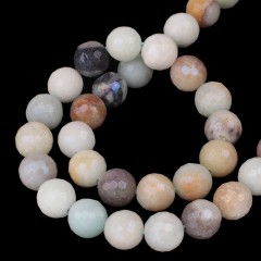 AB Rainbow Plated Multicolor Amazonite Faceted Round Beads Strands, 128 Facets, Approx 6-12mm, 38cm/strand