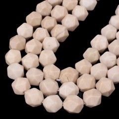 Creamy Petrified Wood Star Cut Faceted Round Beads Strands, Approx 6-10mm, 38cm/strand