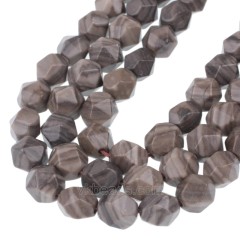 Coffee Brown Swirl Jasper Star Cut Faceted Round Beads Strands, Approx 6-10mm, 38cm/strand