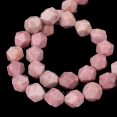 Rhodochrosite Star Cut Faceted Round Beads Strands, Approx 6-10mm, 38cm/strand