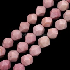 Rhodochrosite Star Cut Faceted Round Beads Strands, Approx 6-10mm, 38cm/strand