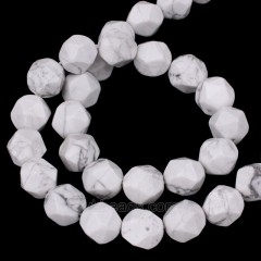Howlite Star Cut Faceted Round Beads Strands, Approx 6-10mm, 38cm/strand