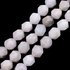 White Crazy Lace Agate Star Cut Faceted Round Beads Strands, Approx 6-10mm, 38cm/strand