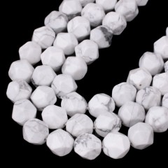 Howlite Star Cut Faceted Round Beads Strands, Approx 6-10mm, 38cm/strand